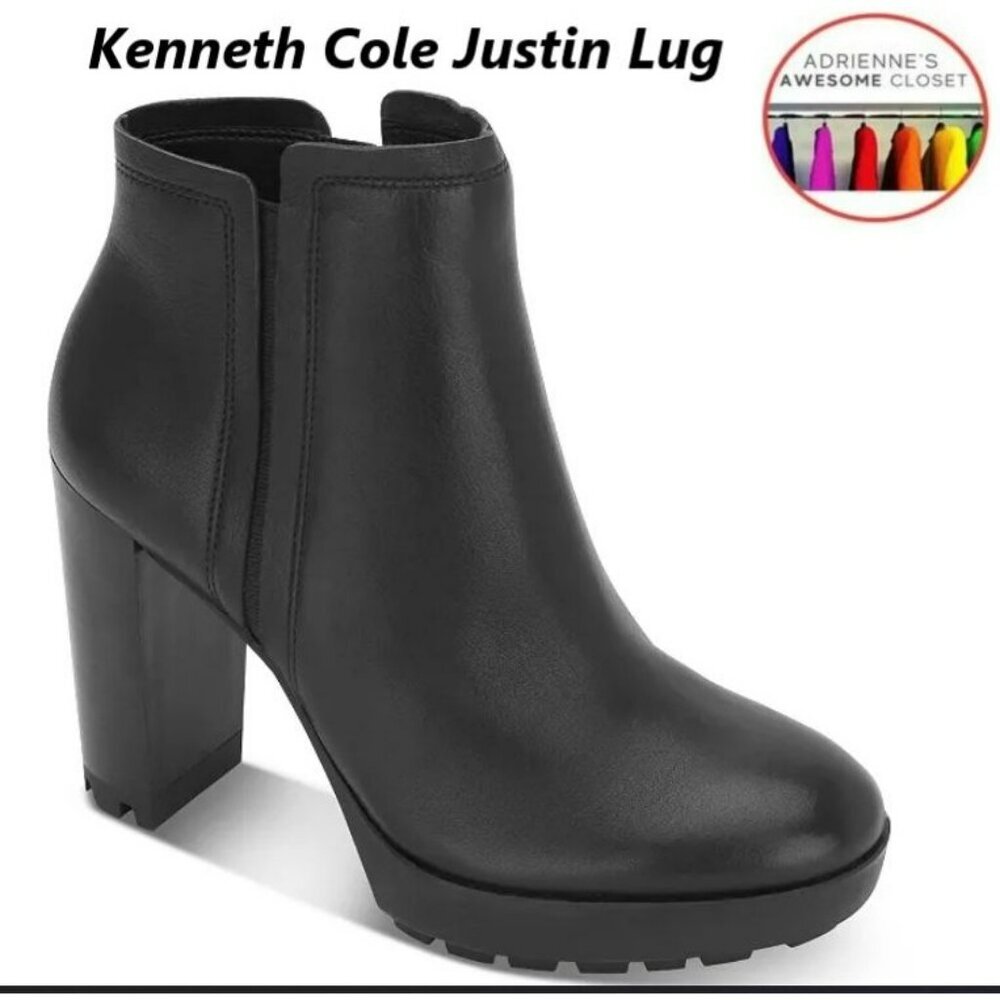 KENNETH COLE Justin Platform Leather Chelsea Boot, NEW
